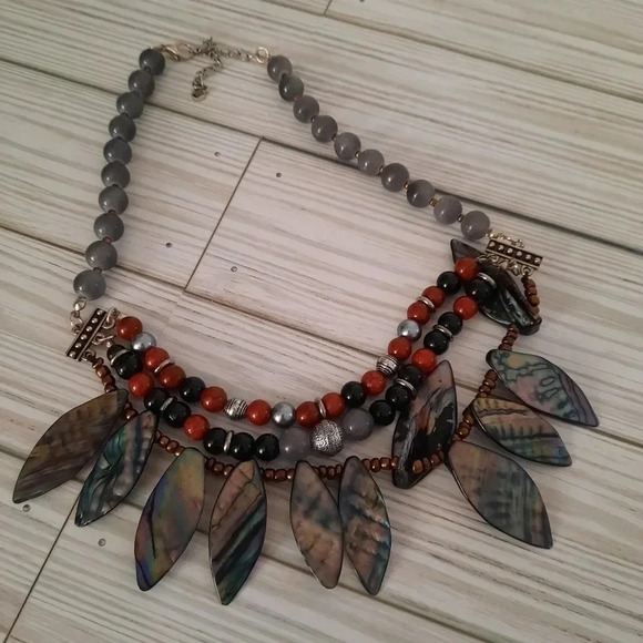 Aquarius Bead and Shell Multiple Strand Necklace - Picture 4 of 7